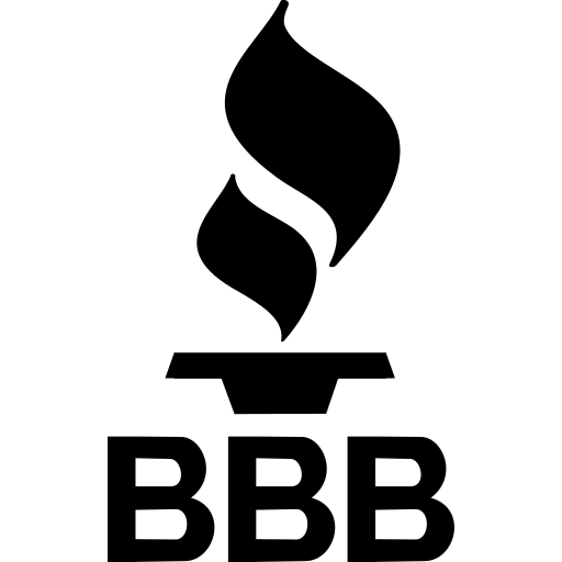 BBB logo: Black flame above the letters