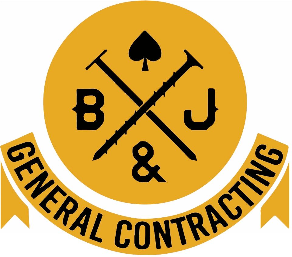 Yellow circle logo with crossed nails, spade,