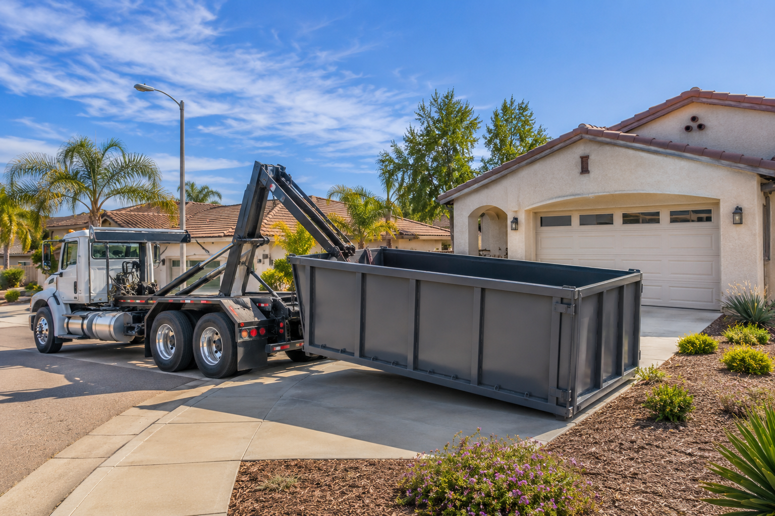 dumpster being dropped off