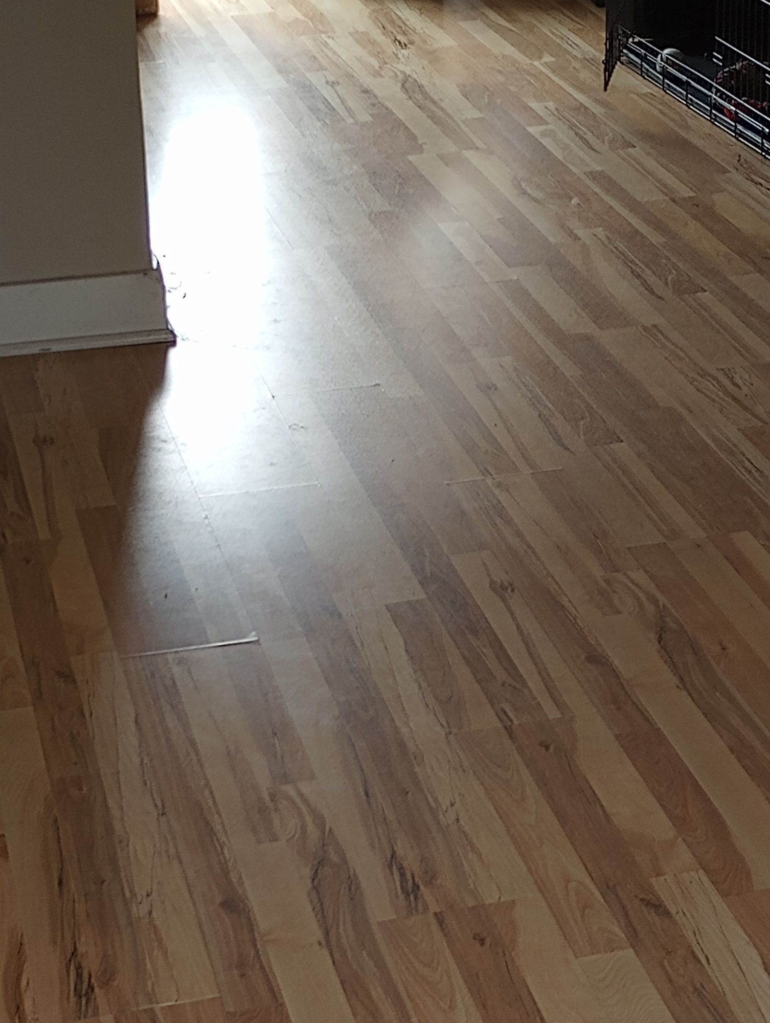 A close up of a wooden floor in a living room.