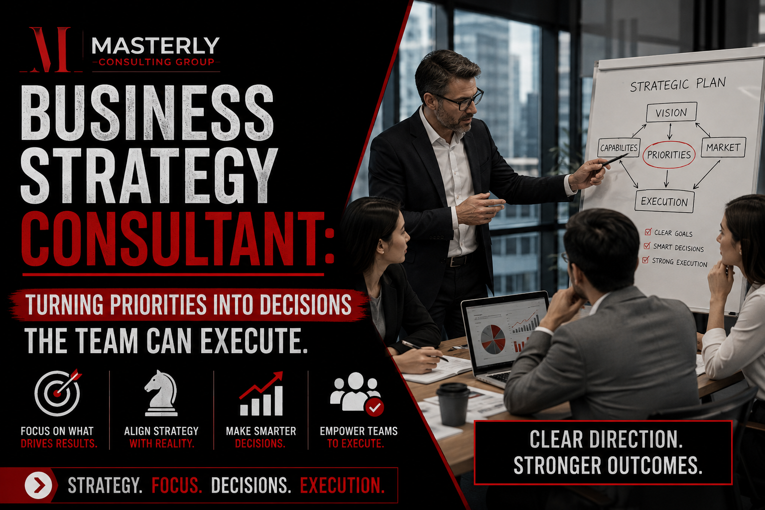 Business strategy consultant helping leaders plan and execute