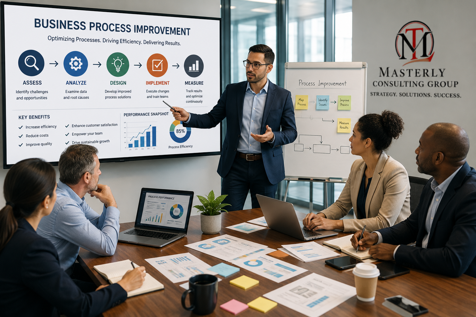 Professional consultation, production, or working scene appropriate for Masterly Consulting Group business process improvement