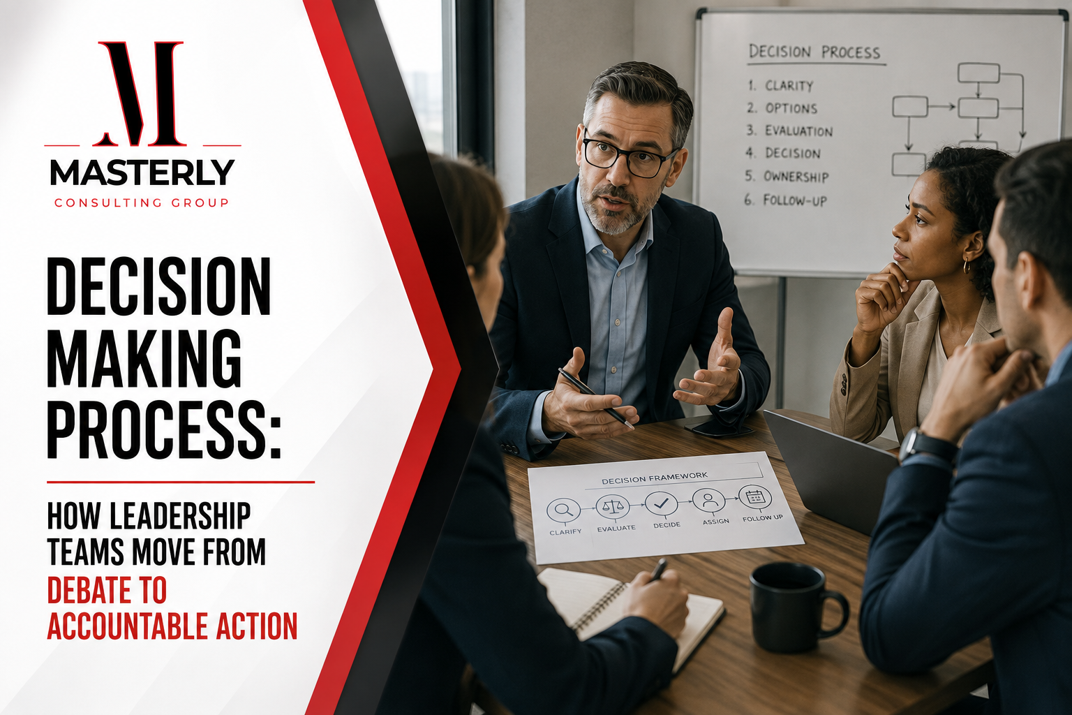 Decision making process checklist for leadership decisions and accountability.