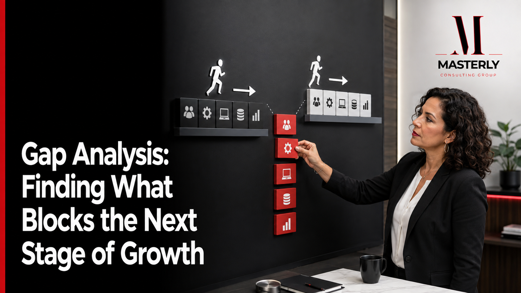 Gap analysis comparing current and desired business performance.