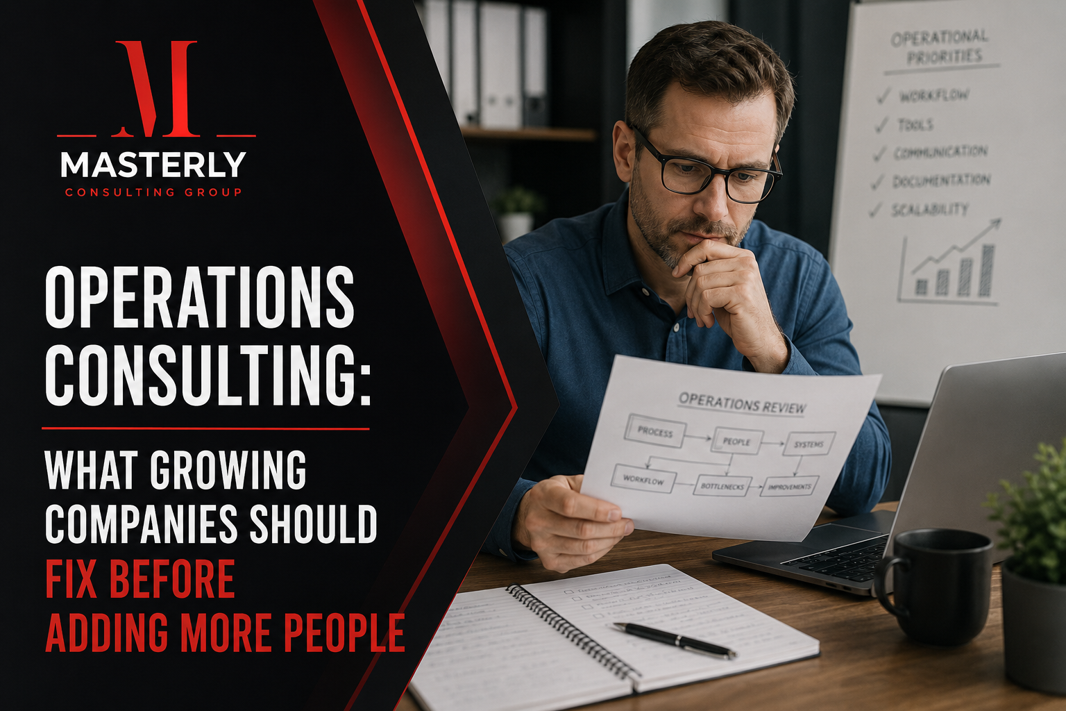 Operations consulting checklist for workflows, accountability, and capacity planning.