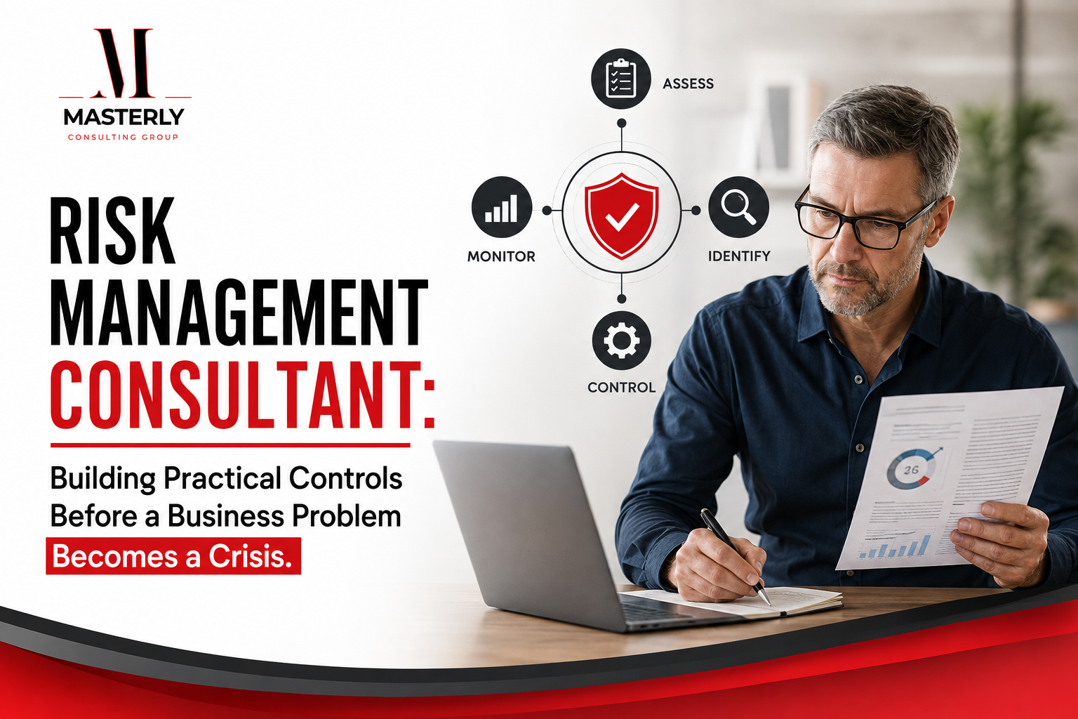 Risk management consultant, risk assessment, business controls, and mitigation planning.