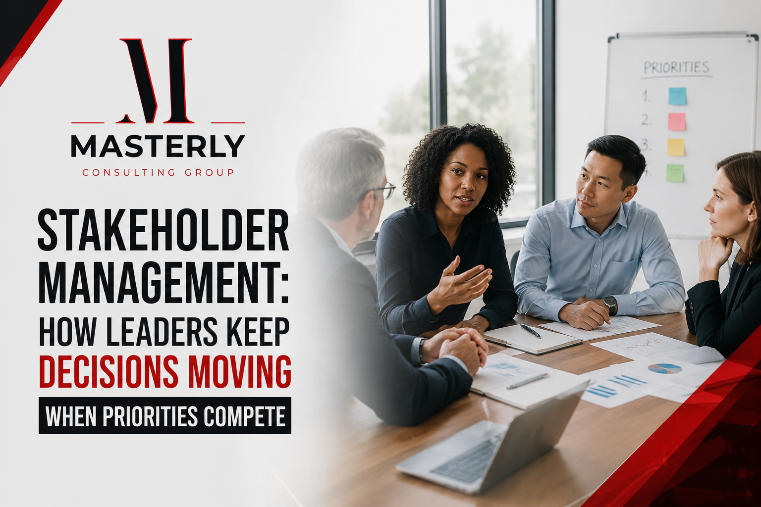 Stakeholder management, analysis, engagement, and team alignment.