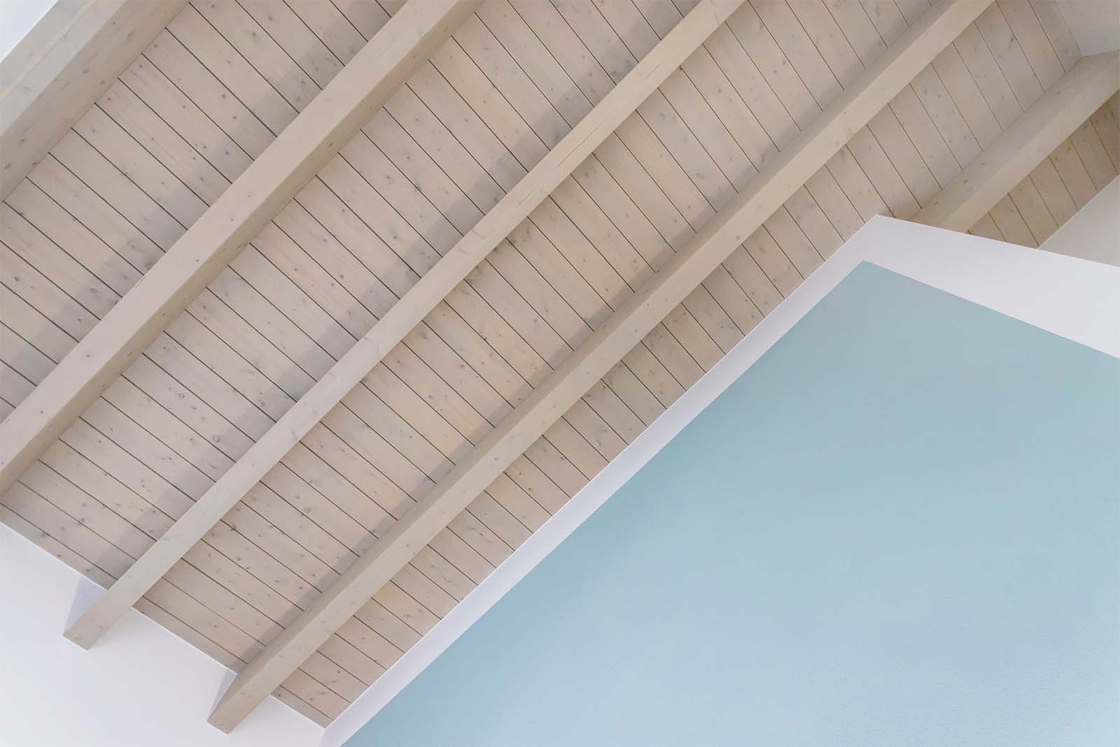 Installation Of Exposed Timber Beams WIth White Wash Finish