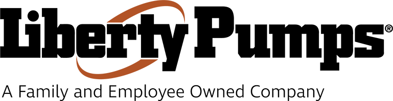 The logo for liberty pumps is a family and employee owned company