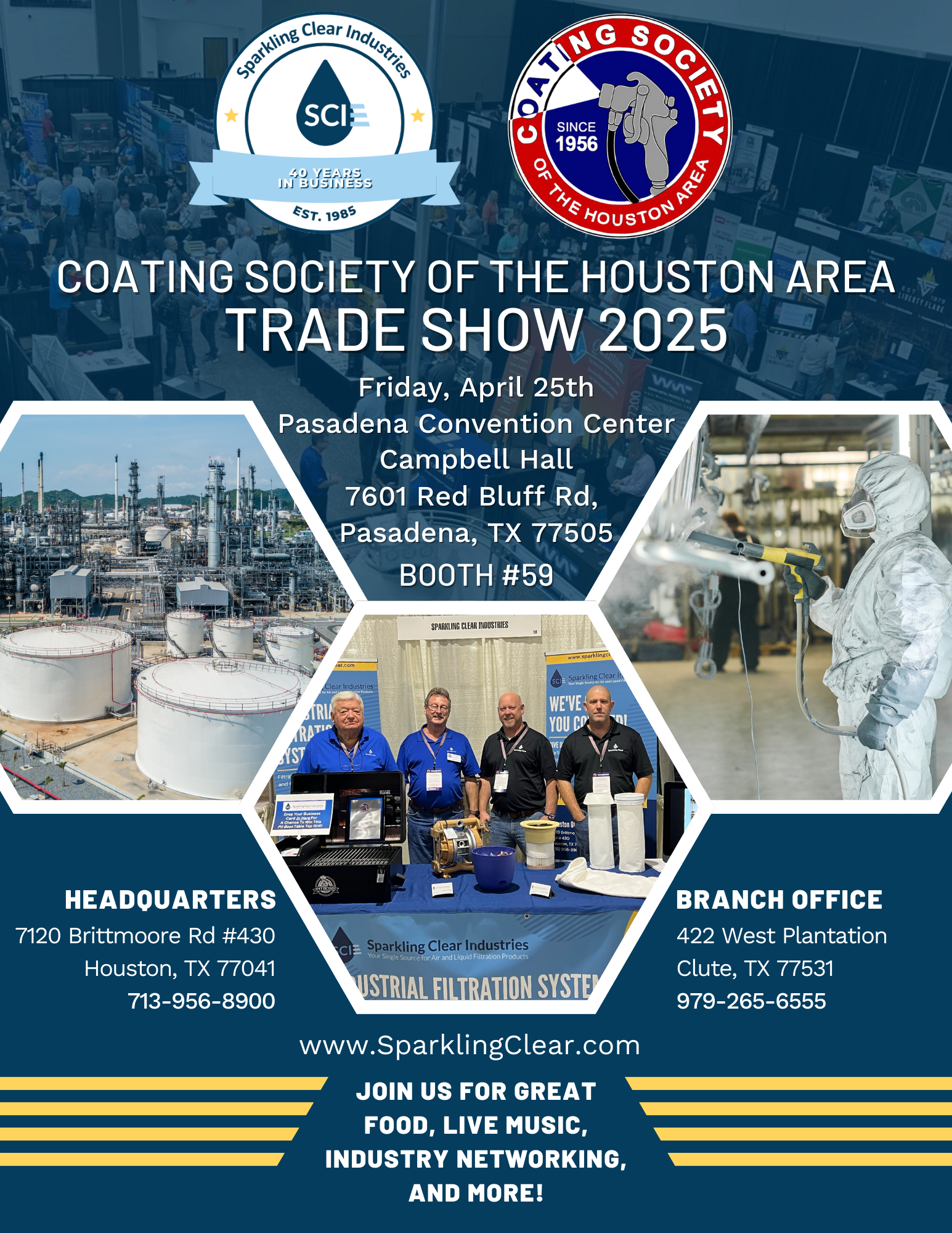 A flyer for the coating society of the houston area trade show 2025.