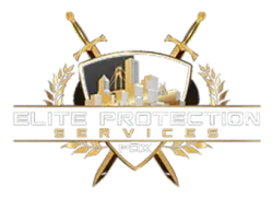A logo for Elite Protection Services with two crossed swords