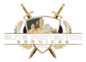A logo for Elite Protection Services with two crossed swords