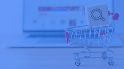 A search icon in a shopping cart