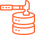 a hammer is hitting a stack of drums .