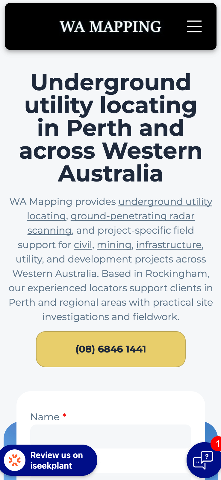 Mobile website screenshot