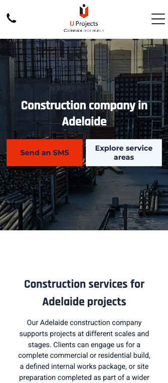 Mobile website screenshot