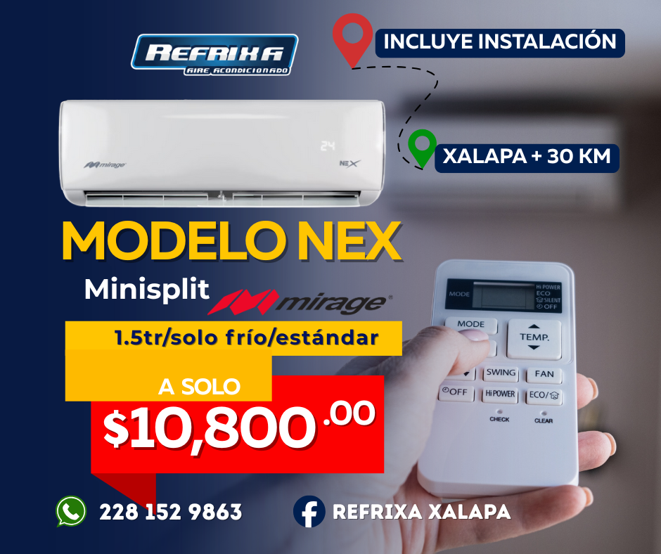Minisplit Mirage Modelo Nex 1.5tr