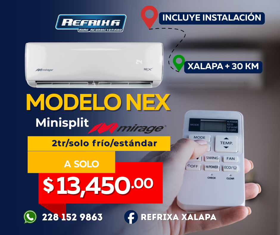 Minisplit Mirage Modelo Nex 2tr