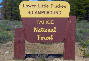 A sign that says lower little truckee campground tahoe national forest