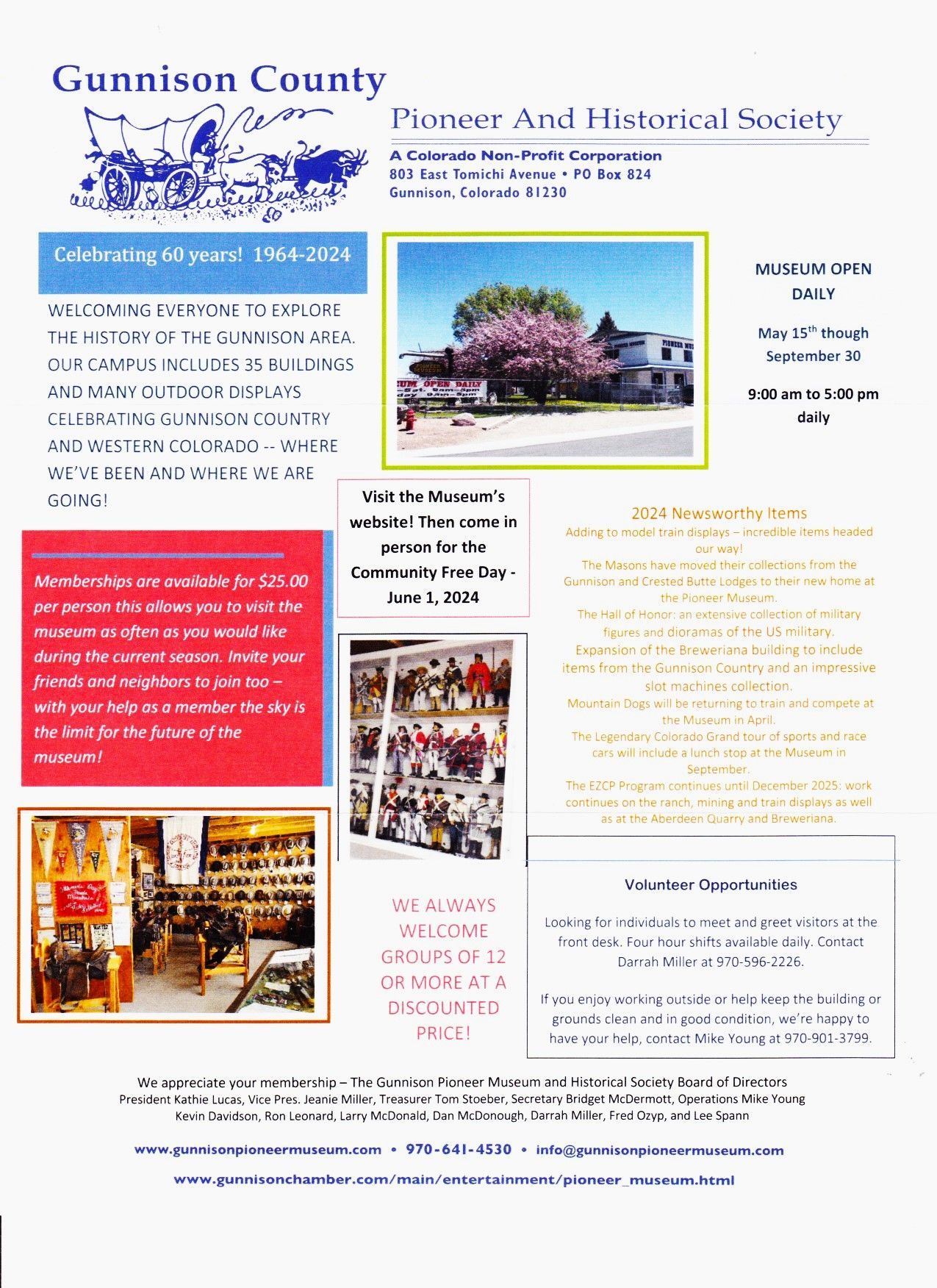 A flyer for the gunnison county flower and historical society