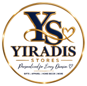 YIRADIS Stores logo in navy and gold with “Personalized for Every Occasion” and gift categories below