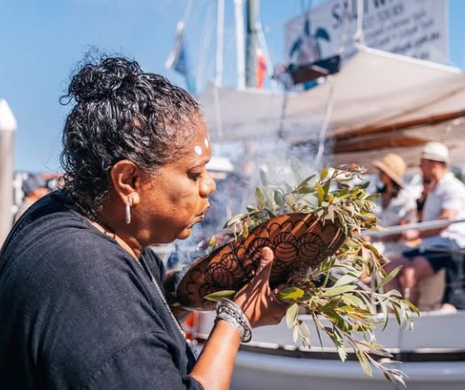 Aunty Bridgette Smoking Ceremony Saltwater Eco Tours
