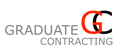 The logo for graduate contracting is red and black.