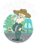 Logo for Gold Country Landscaping featuring a bearded mascot holding a pickaxe in front of a fountain and pine tree.
