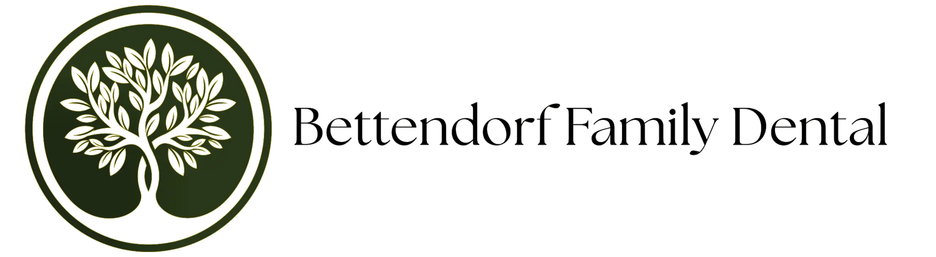 Logo for Bettendorf Family Dental: A tree within a green circle, text to the right.