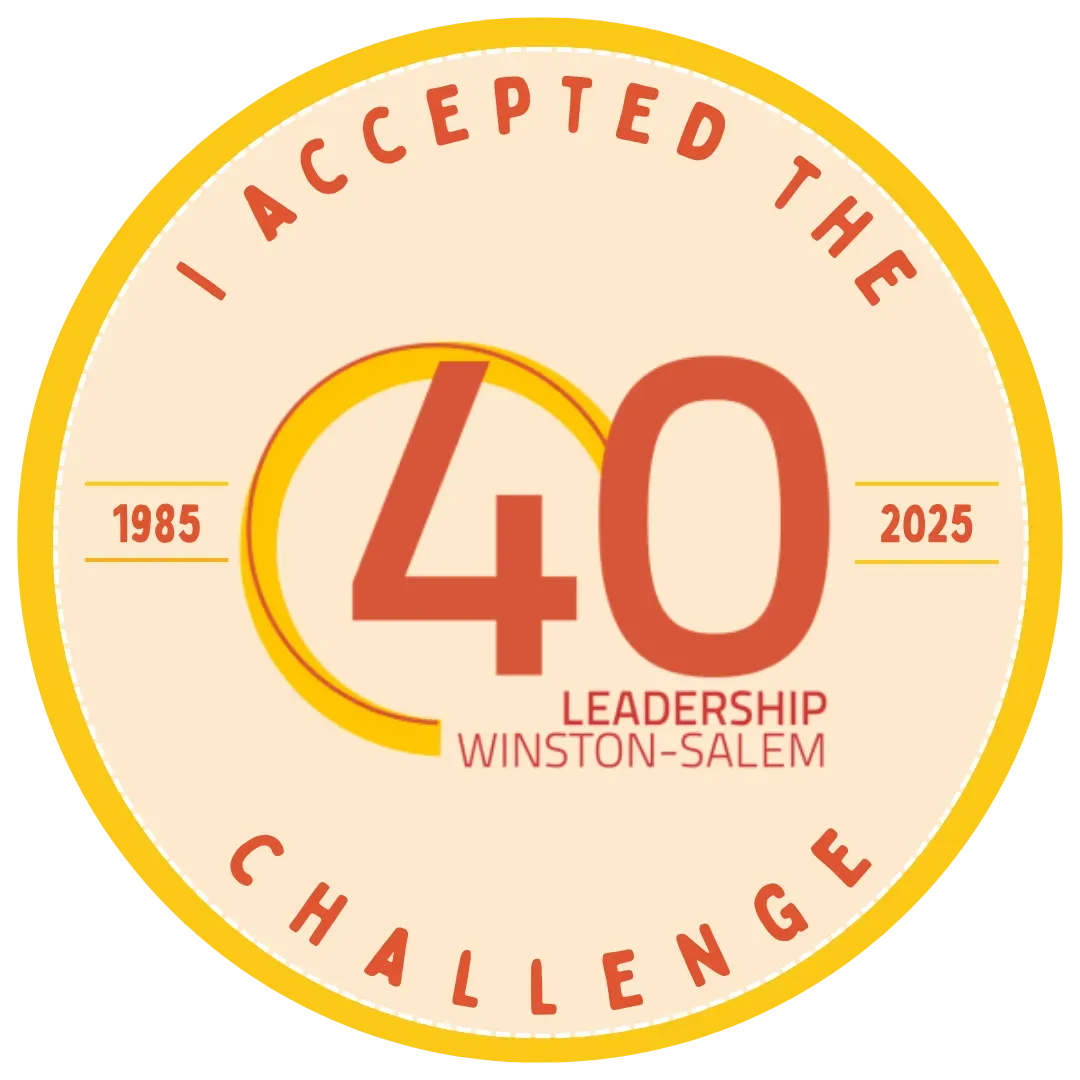 A circular graphic for Leadership Winston-Salem's 40th anniversary (1985–2025)