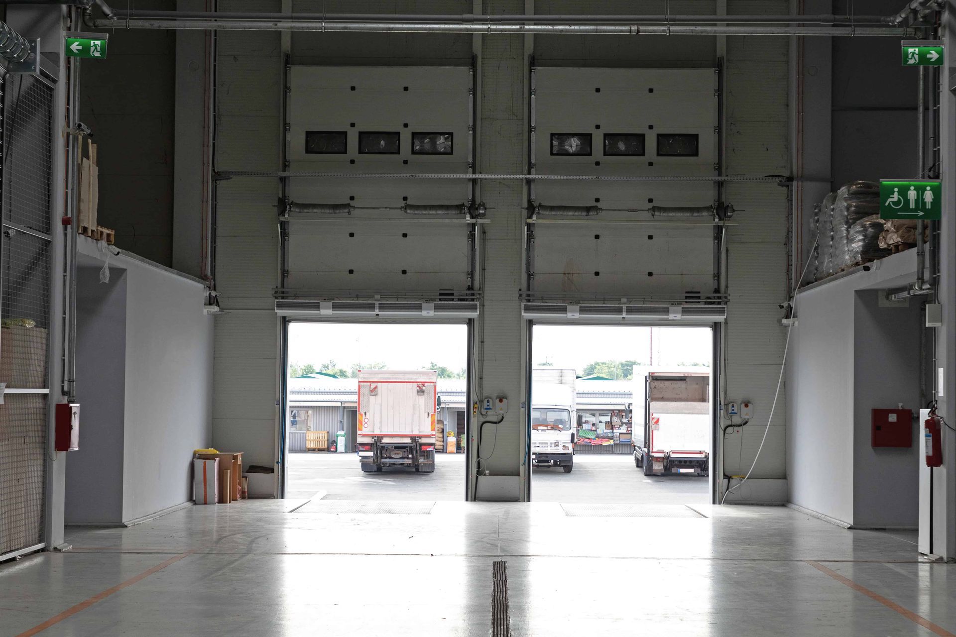 Two open commercial doors