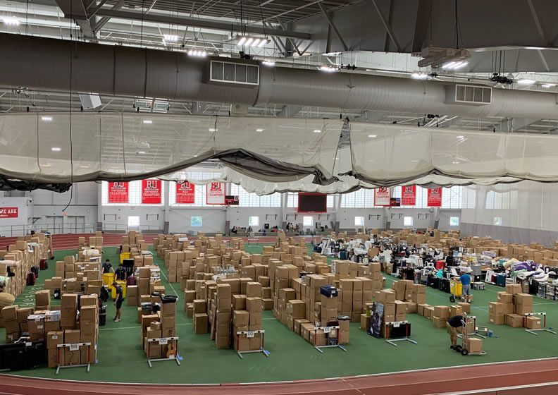 Storage boxes in the middle of sports center — Ashland, MA — White Cleaning Company