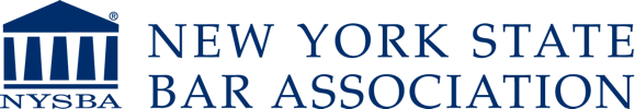 Logo for the New York State Bar Association. It features a blue building design with text.