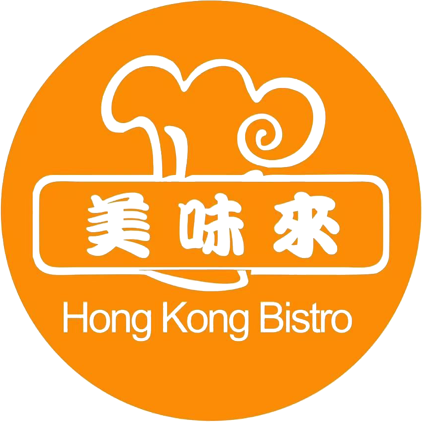 Orange logo for Hong Kong Bistro with white chef hat and Chinese characters in a rounded square