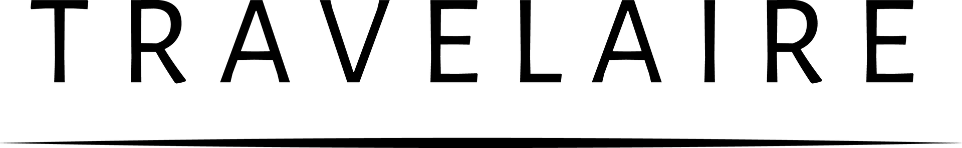 A black and white logo for travelaire on a white background