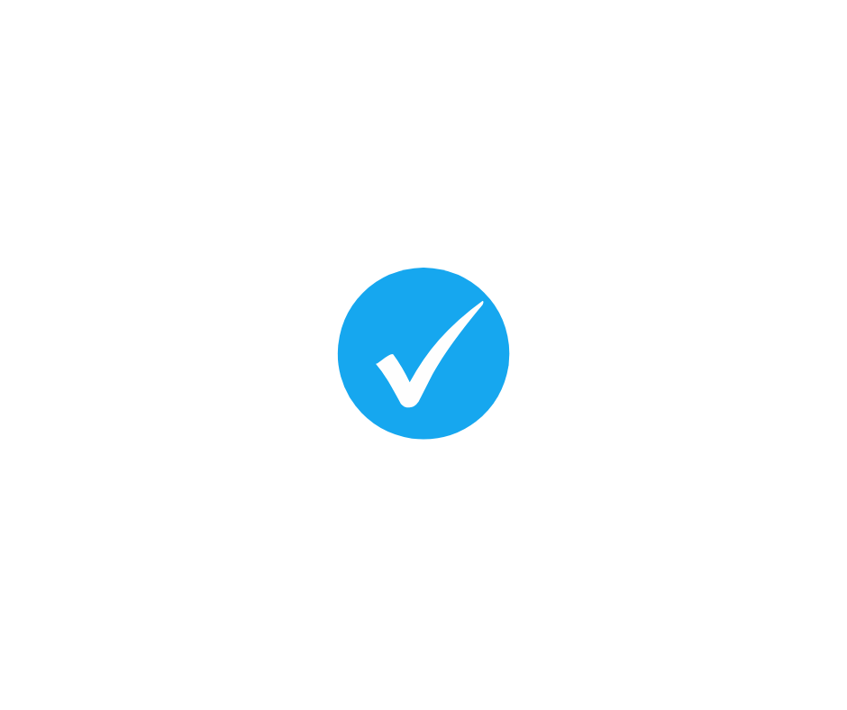 A blue check mark in a blue circle on a white background.