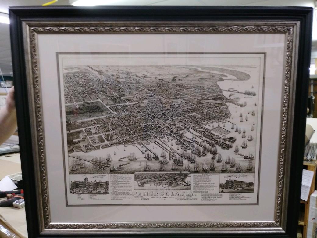 framed picture of aerial city planning view