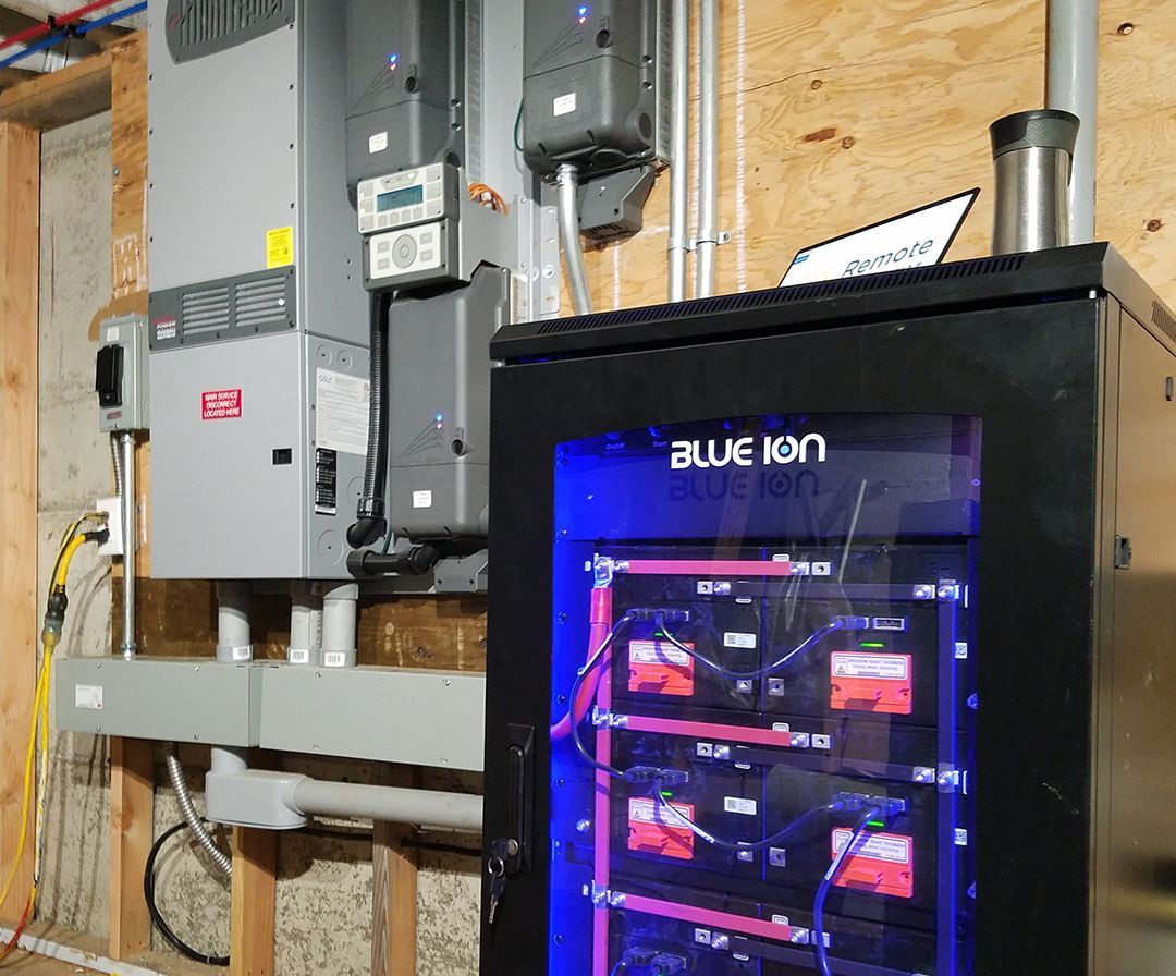 Off-grid solar battery backup system.