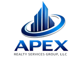 Logo for Apex Realty Services Group, LLC featuring a blue stylized building graphic encircled by a swoosh.