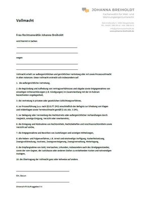 Download für Vollmacht