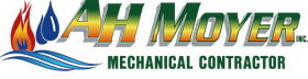 AH Moyer Mechanical Contractor logo with red, green, yellow, and blue text 