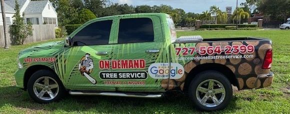Green pickup truck with 