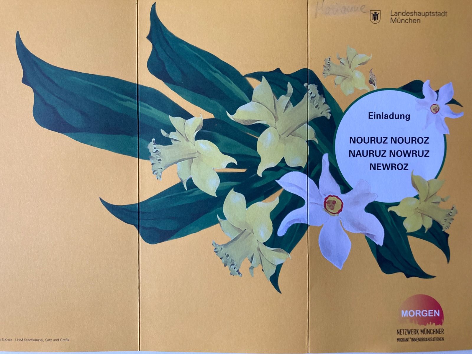 Blumen auf Einladungsbild zum Newroz-Empfang