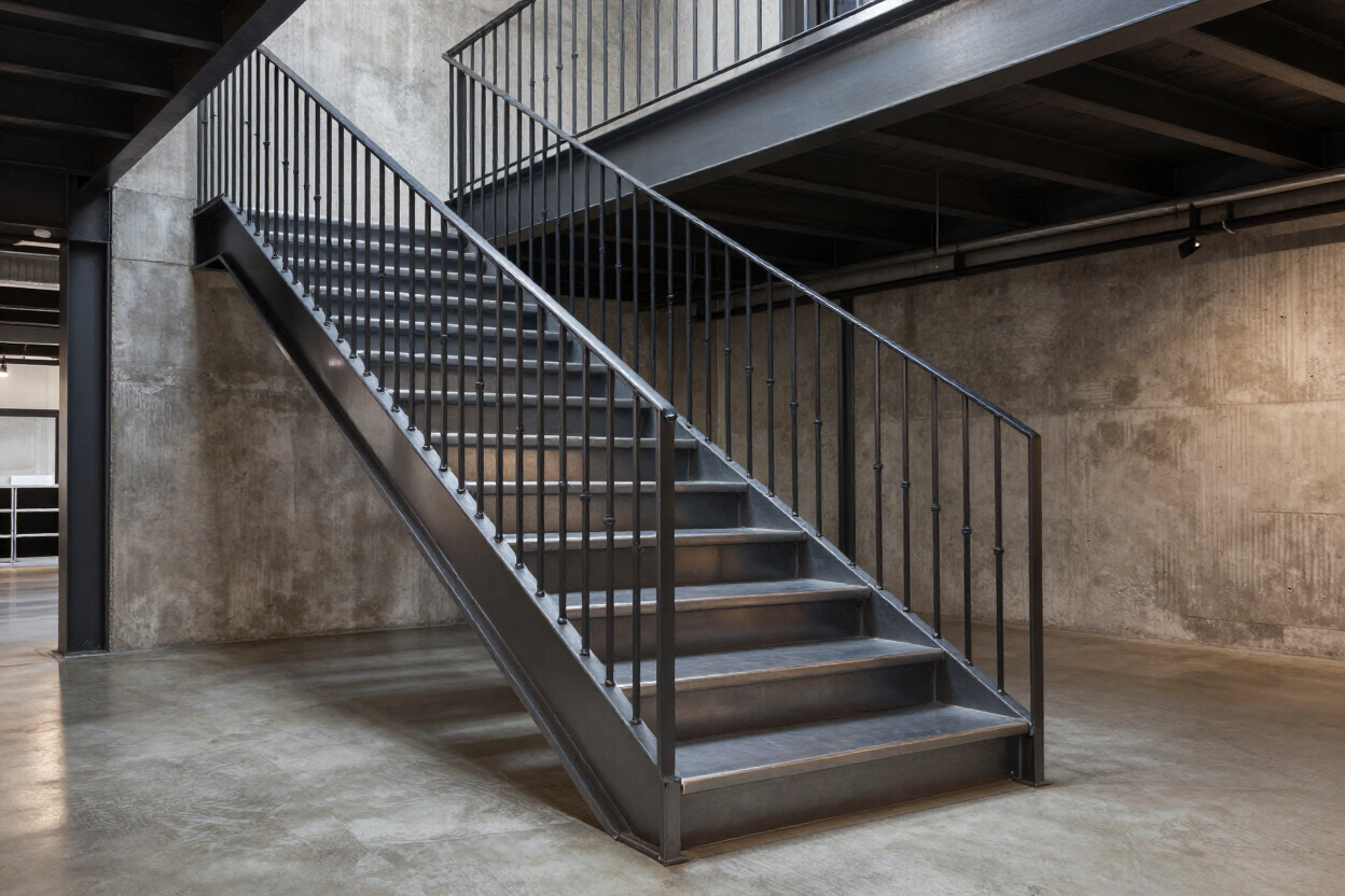 Escalera metálica con baranda