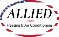 Allied Heating & Air Conditioning logo in red, blue, and black with American flag accents