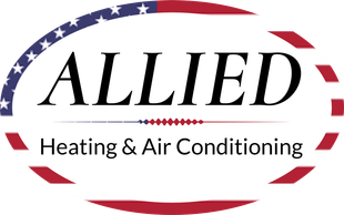 Allied Heating & Air Conditioning logo in red, blue, and black with American flag accents