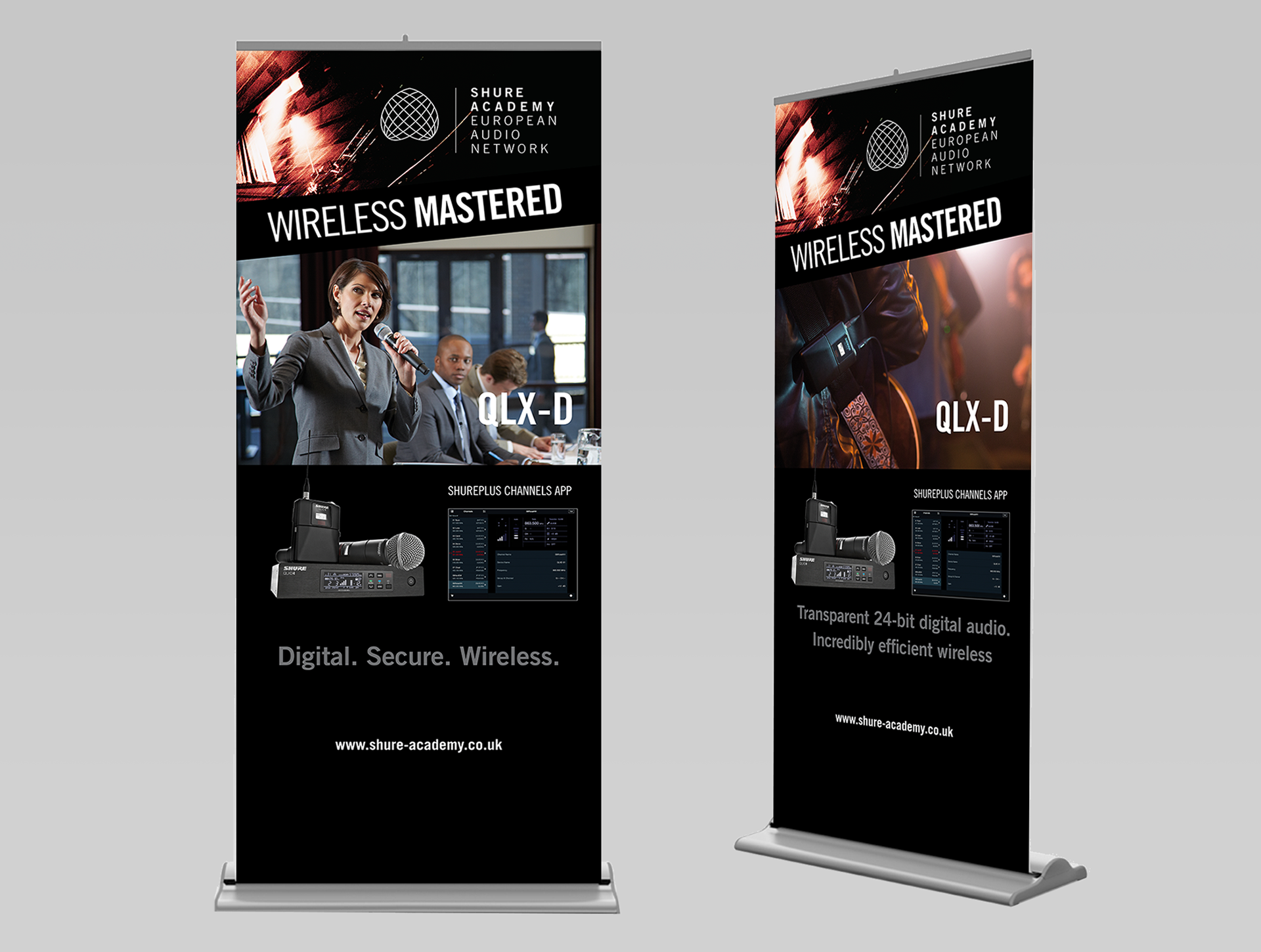 roll up banners for shure UK