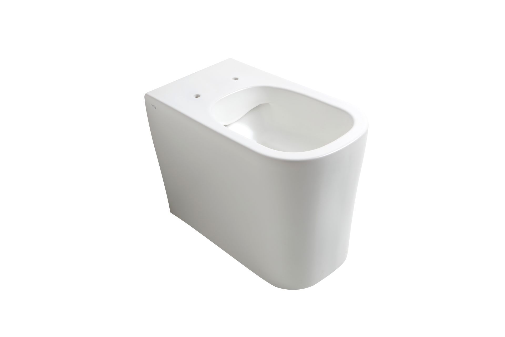 Un bidet bianco, moderno, a pavimento, dal design minimalista e rettangolare.