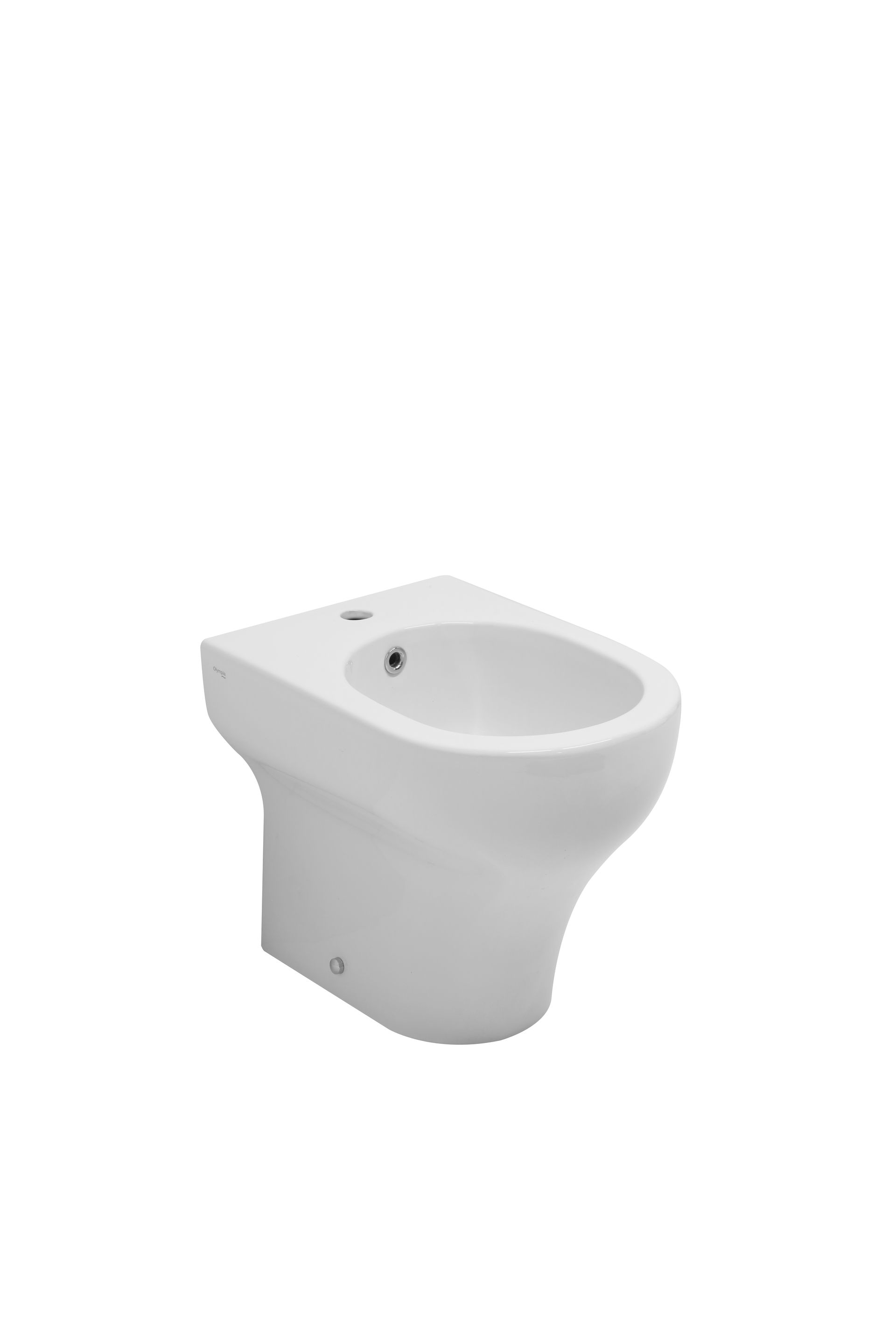 Bidet in ceramica bianca con forma arrotondata e superficie liscia.