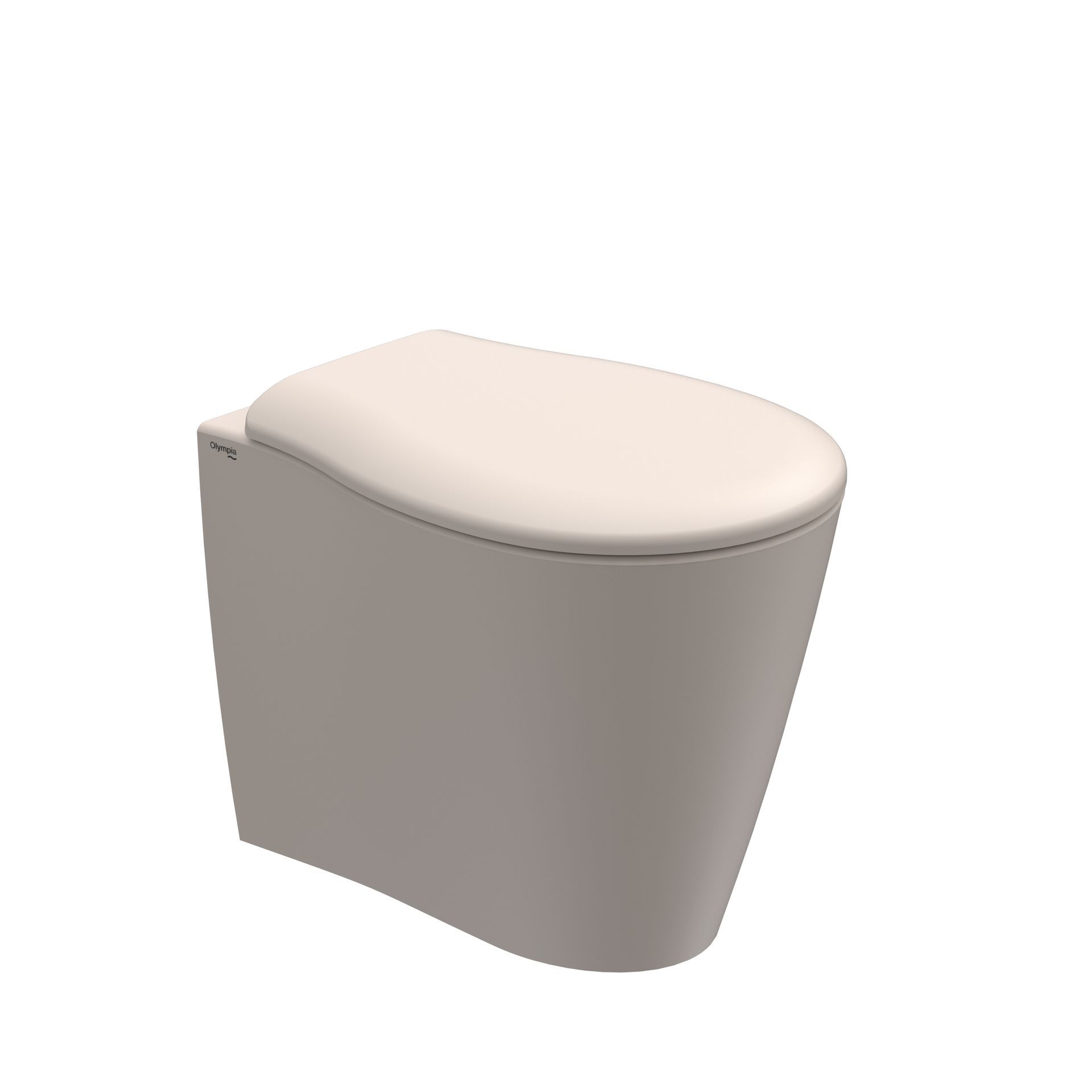 WC moderno bianco con coperchio chiuso su sfondo neutro